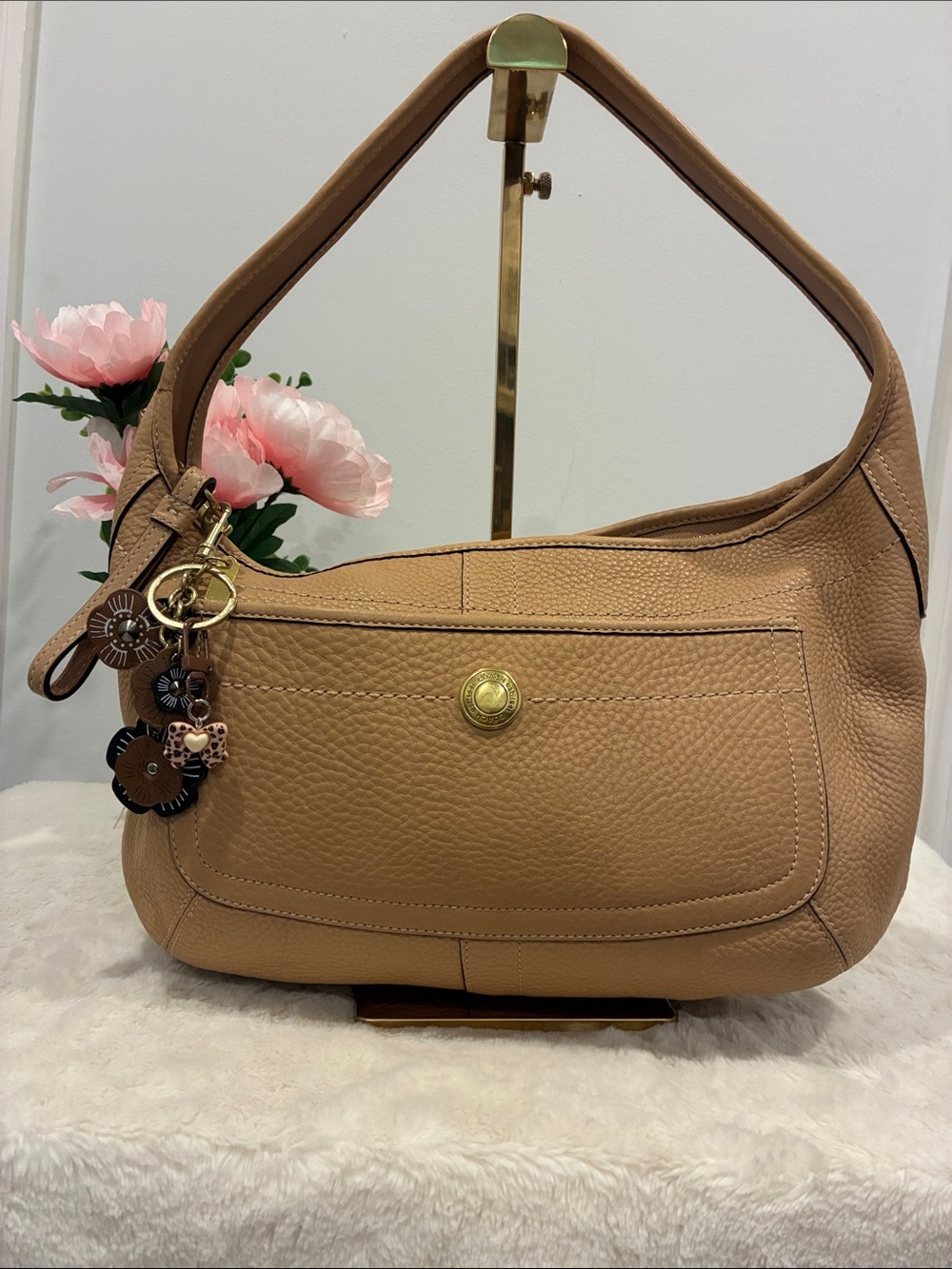 Coach Ergo Pebbled Leather Hobo Bag Tan Camel Shoulder Bag Style 11612